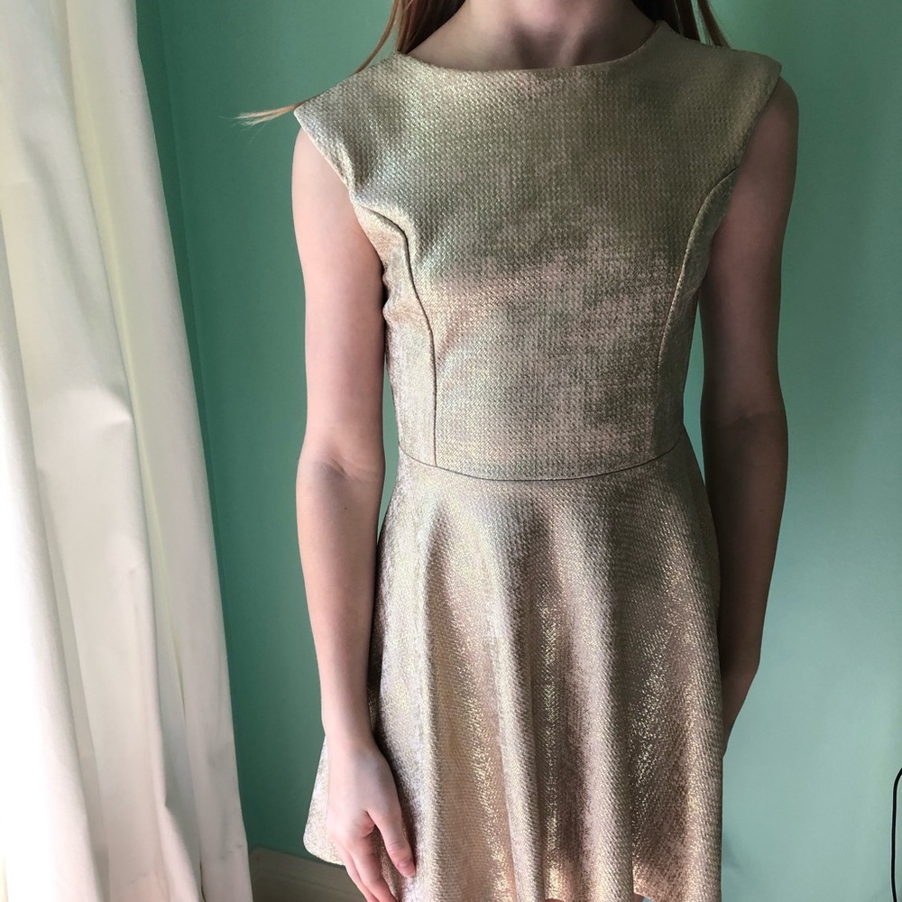 gold skater dress